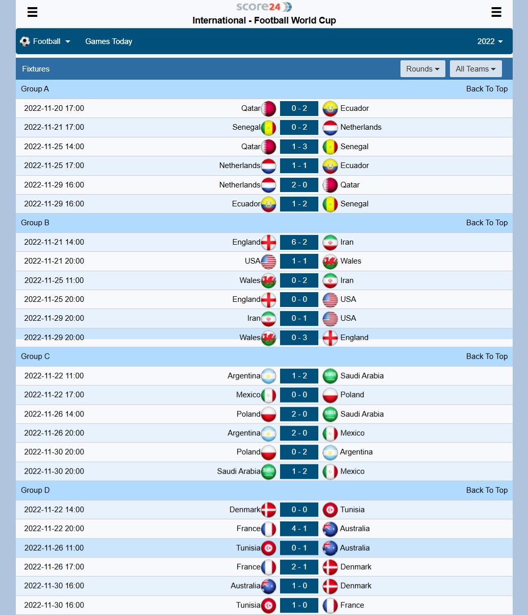 scorecenter fixtures page Image link